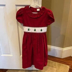 Edgehill Collection Dark Red Holiday Dress with Tree Embroidery size 6